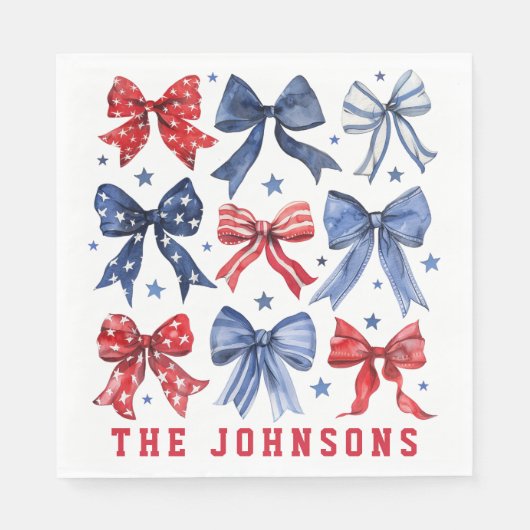 American Patriotic Bows Personalisiert Serviette (Vorderseite)