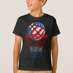 American Patriotic Bysketbyll 4. Juli US-Flagge T-Shirt