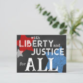 American Patriotic Chalkboard Stars Typography Postkarte (Stehend Vorderseite)