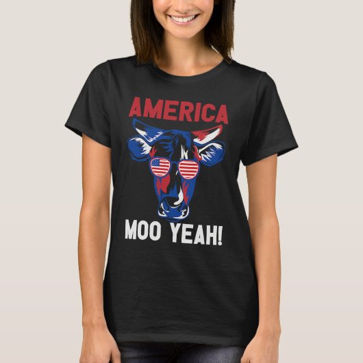American Patriotic Decoration Moo Yeah T-Shirt (Vorderseite)