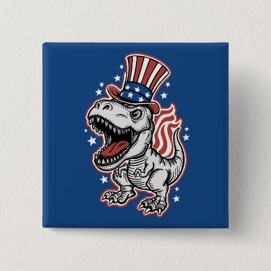 American Patriotic Dinosaurier Button (Vorderseite)