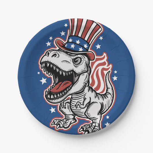 American Patriotic Dinosaurier Pappteller (Vorderseite)
