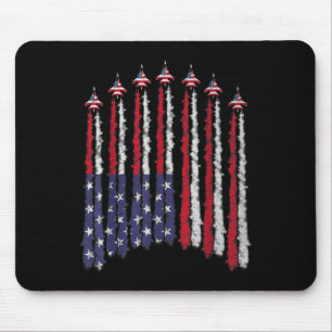 American Patriotic Fighter Jets Usa Flag Wave 4t Mousepad