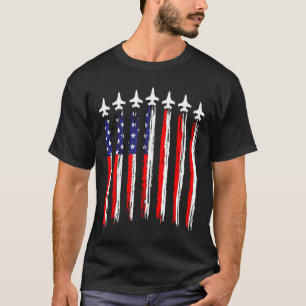 American Patriotic Fighter Jets Usa Flag Wave 4t T-Shirt