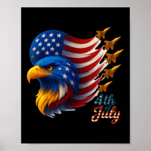 American Patriotic Fighting Jets Usa Flag Adler 4. Poster