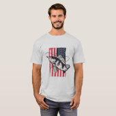American Patriotic Fishing Amerikanische Unabhängi T-Shirt (Vorne ganz)