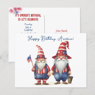 American Patriotic Gnomes Feiertagspostkarte