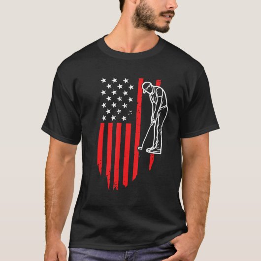 American Patriotic Golfer Usa Flag Retro Golf T-Shirt (Vorderseite)