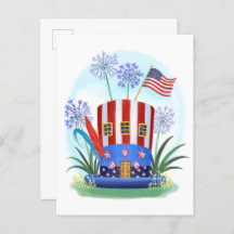 American Patriotic Hat House Postcard
