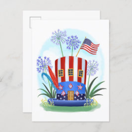 American Patriotic Hat House Postcard Postkarte