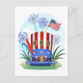 American Patriotic Hat House Postcard Postkarte
