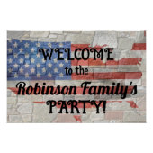 American Patriotic Map Flag Wall Calligraphy Text Poster (Vorderseite)