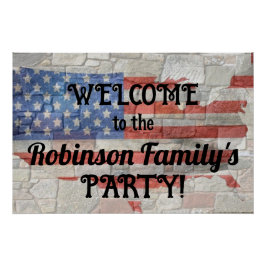 American Patriotic Map Flag Wall Calligraphy Text Poster