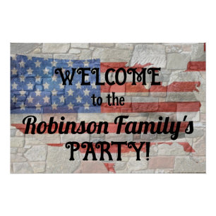 American Patriotic Map Flag Wall Calligraphy Text Poster