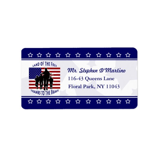 American Patriotic Personalisiert Address Label Adressaufkleber (Vorne)