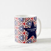 American Patriotic Red White Blue Star Muster Kaffeetasse (VorderseiteRechts)