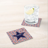 American Patriotic Red White Blue Star Muster Rechteckiger Pappuntersetzer (Vor Ort)