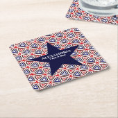 American Patriotic Red White Blue Star Muster Rechteckiger Pappuntersetzer (angewinkelt)