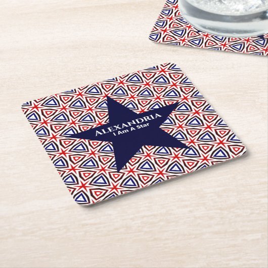 American Patriotic Red White Blue Star Muster Rechteckiger Pappuntersetzer (angewinkelt)