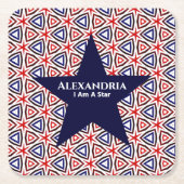 American Patriotic Red White Blue Star Muster Rechteckiger Pappuntersetzer (Vorderseite)