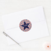 American Patriotic Red White Blue Star Muster Runder Aufkleber (Umschlag)