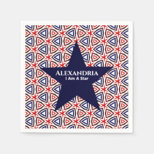 American Patriotic Red White Blue Star Muster Serviette