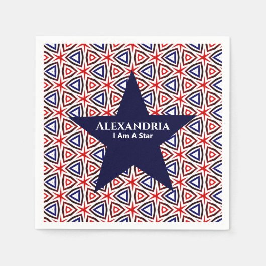 American Patriotic Red White Blue Star Muster Serviette (Vorderseite)