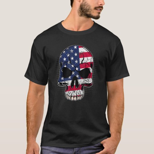 American Patriotic Skull 4. Juli US-Flagge Männer T-Shirt (Vorderseite)