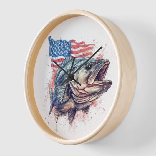 American Patriotic Sports Fisherman Wall Clock Uhr (Winkel)