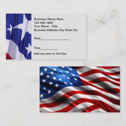 American Patriotic Termin Business Cards (Vorne/Hinten)