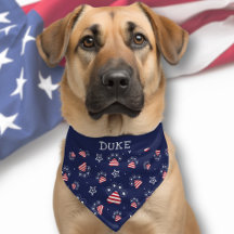 American Paw Star Muster Red White Blue Pet Name