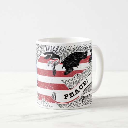 American Peace Eagle USA Flag Patriotische Kunst Kaffeetasse (VorderseiteRechts)
