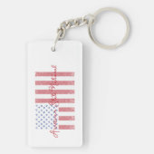 American Peace Flag Grunge + Staat National Schlüsselanhänger (Rückseite)
