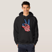 American Peace Flag  Patriotic 4th of July Hand Si Hoodie (Vorne ganz)