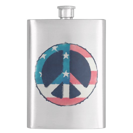 American Peace Sign grunge Flachmann (Vorderseite)