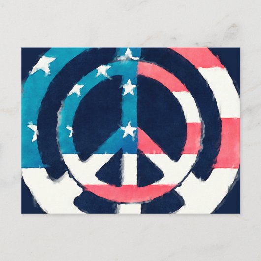 American Peace Sign grunge Postkarte (Vorderseite)