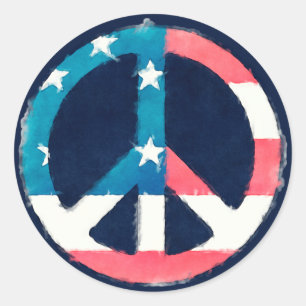 American Peace Sign grunge Runder Aufkleber