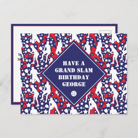 American Pickleball Grand Slam Birthday Postkarte (Vorne/Hinten)