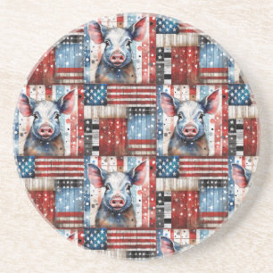 American Pig Farm Folk Art Getränkeuntersetzer