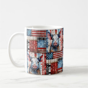 American Pig Farm Folk Art Kaffeetasse