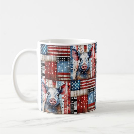 American Pig Farm Folk Art Kaffeetasse (Links)