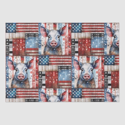 American Pig Farm Folk Art Seidenpapier (Vorderseite)