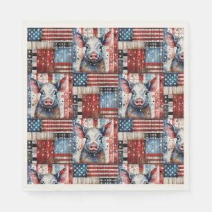 American Pig Farm Folk Art Serviette