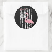 American Pink Flamingo USA White Flag Runder Aufkleber (Tasche)