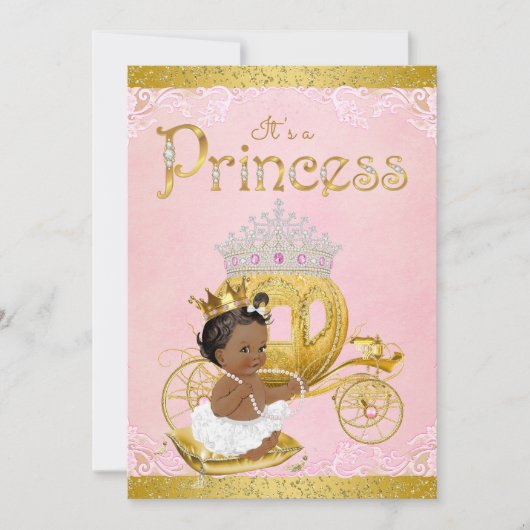 American Pink Gold Princess Baby Dusche Einladung (Vorderseite)