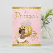American Pink Gold Princess Baby Dusche Einladung (Stehend Vorderseite)