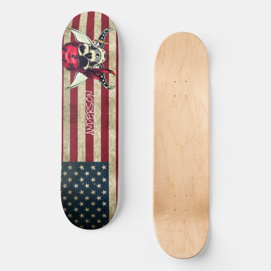 American Pirate mit Patch Skateboard (Vorderseite)