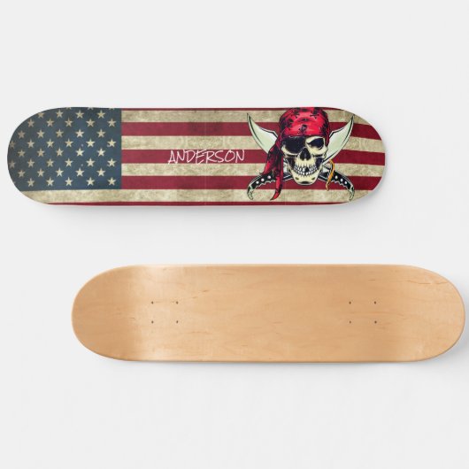 American Pirate mit Patch Skateboard (Horizontal)