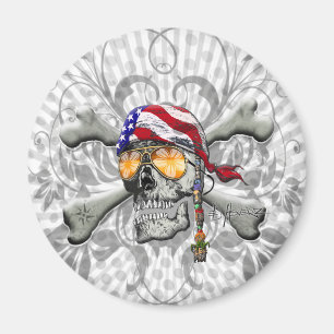 American Pirate Skull und Cross Bones Magnet