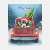 American Pit Bull in Christmas Truck Holidays Fleecedecke (Vorderseite)